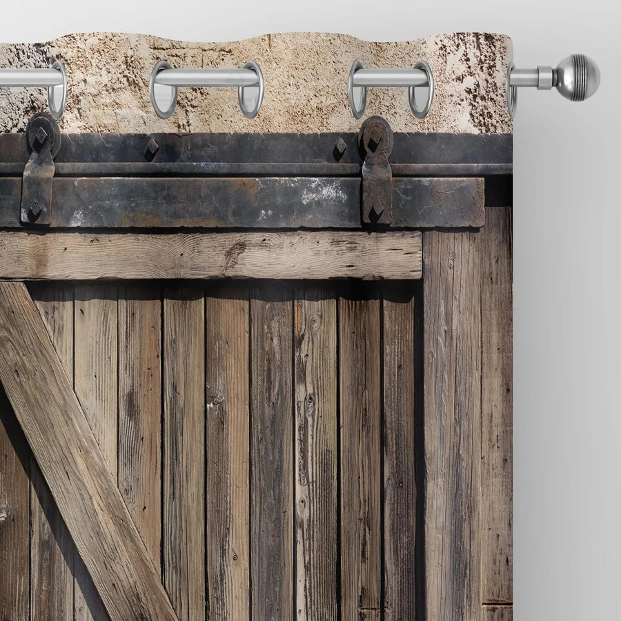 Yiran Furniture Verdunkelnde Vorhänge mit Holzmaserung im Retro-Design, thermoisolierend, 2 Stück, Farbe: Braun, Breite: 100 cm, Höhe: 130 cm - Bild 2