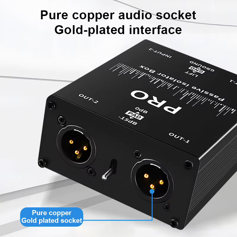 TITAK HTA003Q 2-Wege-Audio-Isolator Stromeliminator mit XLR und 6,5 mm Anschlüssen in Schwarz - Bild 4