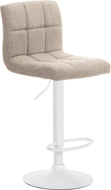 CLP Barhocker Calma Stoff in Beige/Weiß, höhenverstellbarer Barstuhl mit Rückenlehne und 360° Drehsitz für Küche und Bistro, B/T/H: 47 x 46 x 114 cm - Bild 1