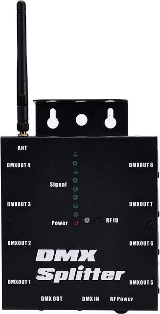 Andoer DMX512 Drahtloser Beleuchtungs Signal Verstärker Distributor und Signal Decoder mit 8-Kanal Ausgang in Schwarz - Bild 1