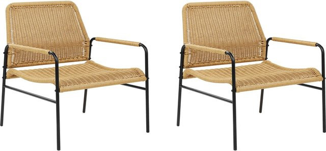 Beliani Sessel aus Rattan und Metall in Beige und Schwarz, B/T/H: 67 x 63 x 78 cm - Bild 1
