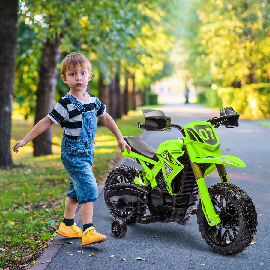 AIYAPLAY Kinder Elektro-Motorrad mit Stützrädern, Grün, ab 3 Jahren - Bild 2