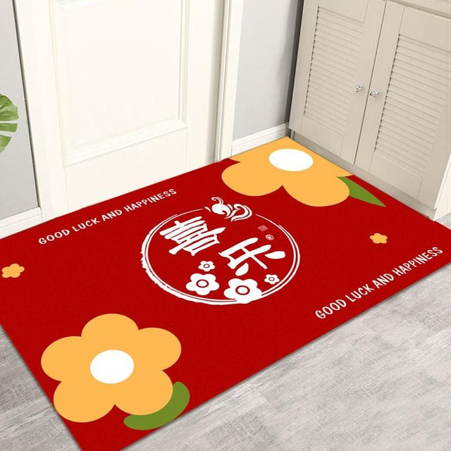 Rote Fußmatte aus Crystal Velvet für den Eingangsbereich, pflegeleicht und verschleißfest, B/B: 50 x 80 cm - Bild 1