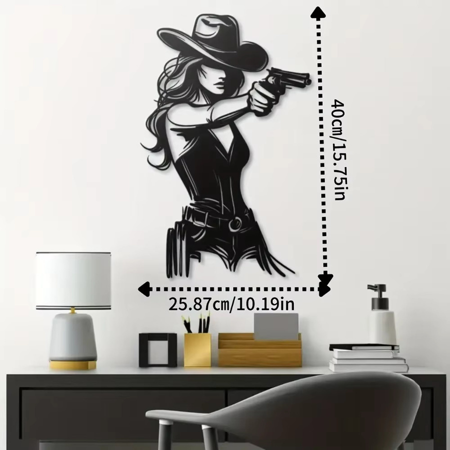 CIFBUY Western Cowgirl Metall-Wandkunst Rustikale Pferdedekoration in Schwarz - Bild 1