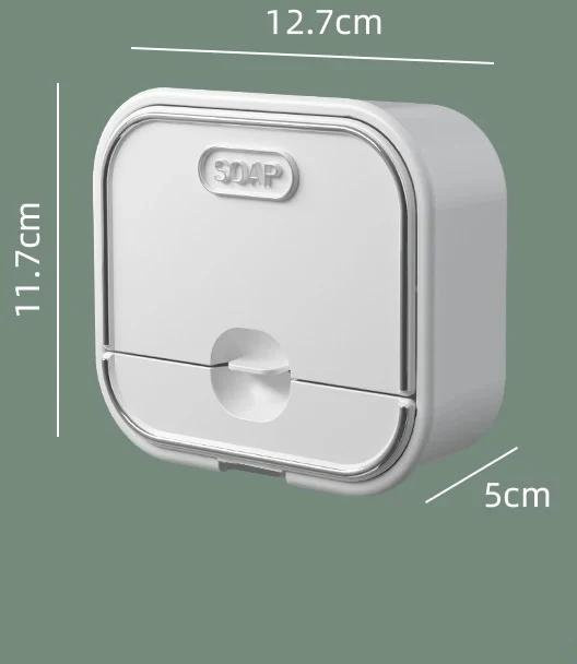 Yiran Furniture Wandmontierte Seifenbox mit Schublade und Ablaufsystem, Weiß/Transparent - Bild 1