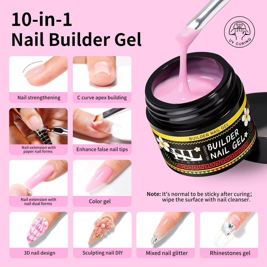HL Nail Art Gel Aufbaugel-Set, 4 Farben, 15 ml, Glänzend - Bild 2