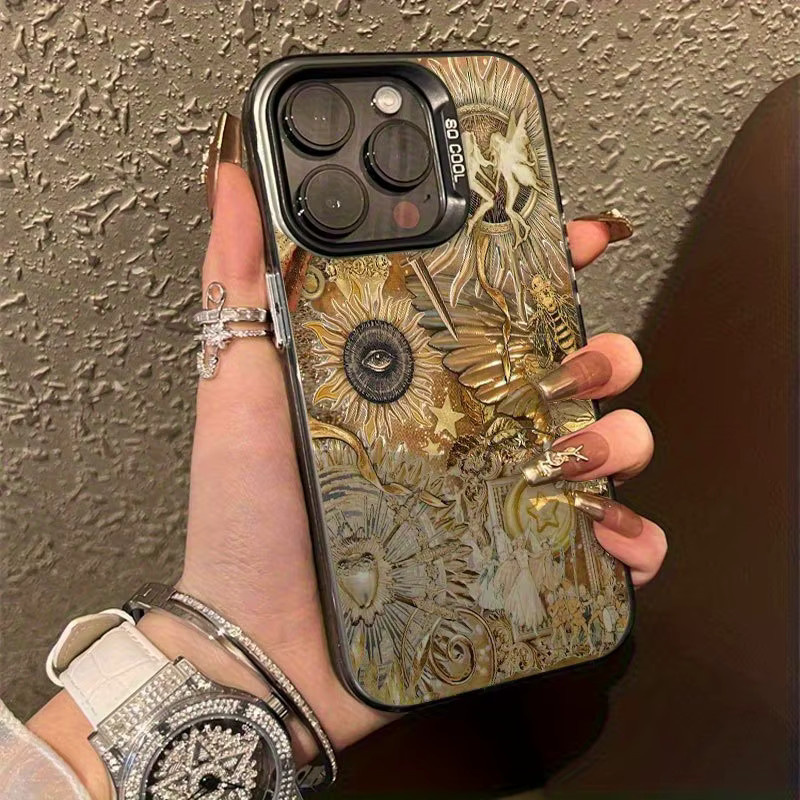 Galvanisierte TPU-Handyhülle mit goldenem Vintage-Muster für Apple iPhone Modelle in Gold und Schwarz - Bild 2