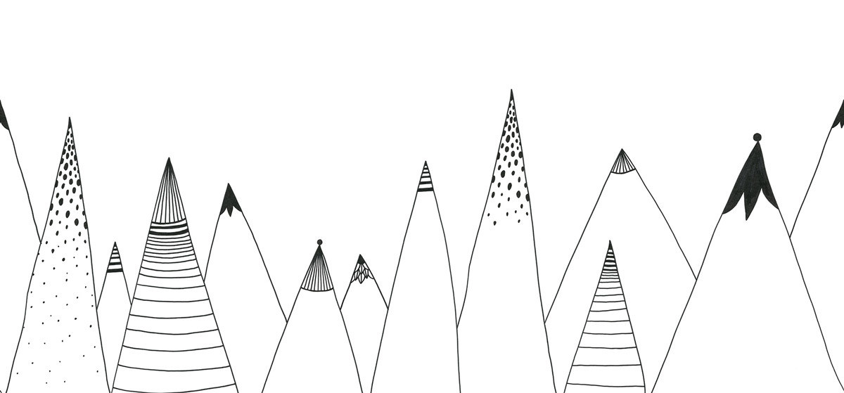 Rebel Walls Wandtattoo Mountain Ridge Geometrisches Bergmotiv in Schwarz und Weiß - Bild 1