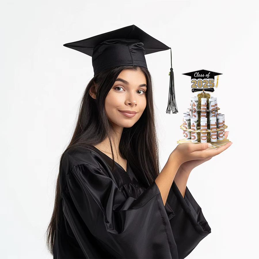 Huiran Abschlussfeier Dekoration aus Wellpappe für die Klasse 2025 als Geldregal und Cupcake-Rack - Bild 4