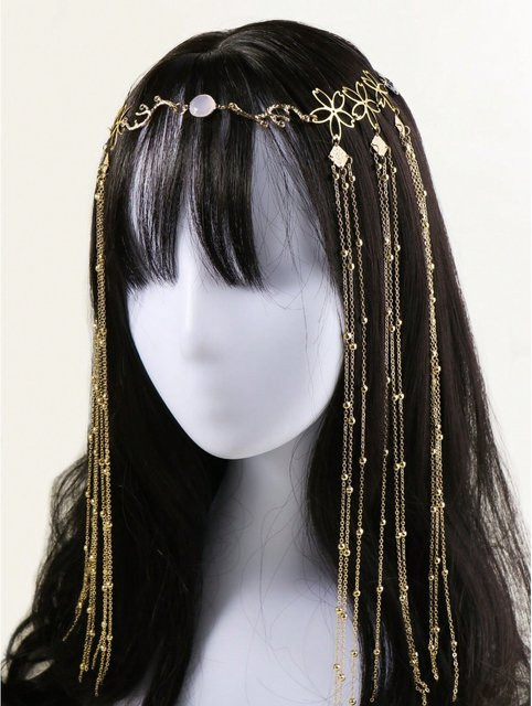 Goldene Quasten-Kopfkette, Blumenmuster, Damen - Bild 1