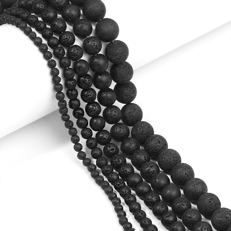 SANSWL Perlen, schwarze Lava, rund, 6 mm, 8 mm, 10 mm - Bild 5