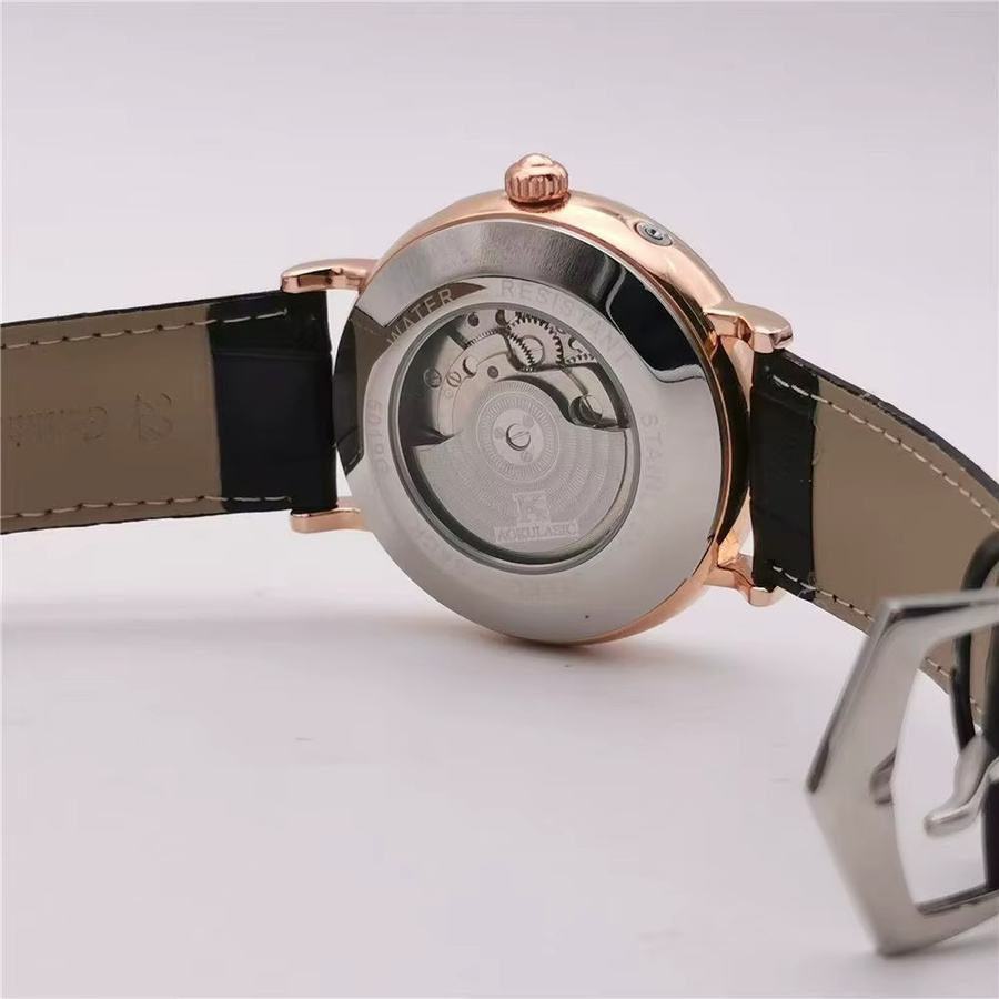 AOKULASIC Armbanduhr Automatik, Leder, Blau, Herren - Bild 3