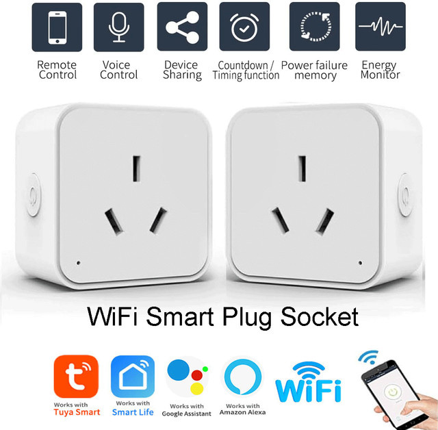 Tuya WiFi Smart-Steckdose 16A mit AU-Stecker in Weiß, Zigbee-kompatibel mit Sprachsteuerung, Timer-Funktion und App-Fernbedienung für Alexa - Bild 1