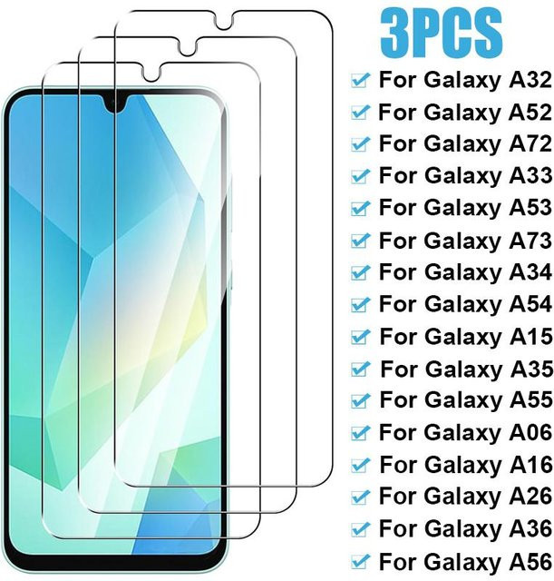3 Stück Displayschutzfolien aus gehärtetem Glas für Samsung Galaxy A-Serie, transparent - Bild 1
