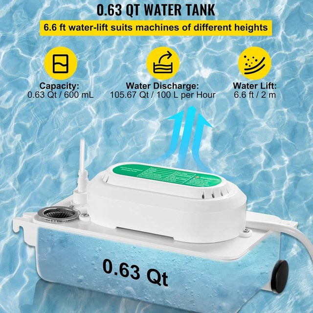 Fdit Automatische HVAC-Kondensatpumpe für Luftentfeuchter mit 500 ml Behälter und 100 l/h Abflussleistung, 100–230 V - Bild 1