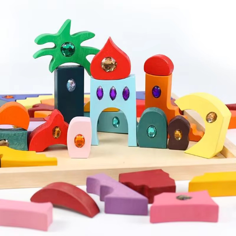 slools Montessori Regenbogen Stacker, Holz Spielzeug, Bunt / Mehrfarbig - Bild 2