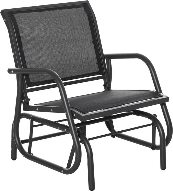 Outsunny Schaukelstuhl mit Mesh-Stoff und Armlehnen in Schwarz, B/T/H: 75 x 66 x 85 cm - Bild 1