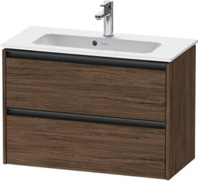 Duravit Waschtischunterschrank Ketho.2 Compact mit 2 Schubladen, wandhängend, Nussbaum dunkel, B: 81 cm, T: 39 cm, H: 54,9 cm - Bild 1