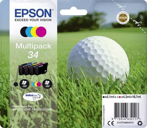 Epson Original Tintenpatronen Multipack 34 CMYK Schwarz, Cyan, Magenta, Gelb C13T34664010 - Bild 1