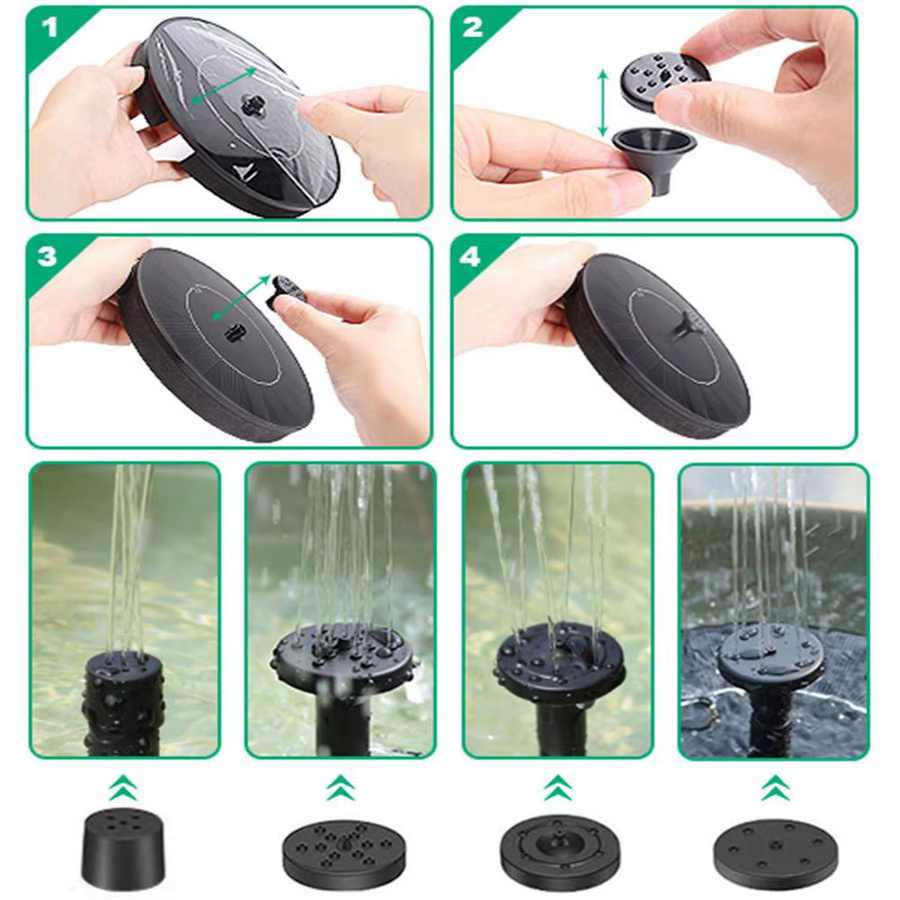 Solar-Springbrunnenpumpe für Vogelbad, Teich und Aquarium mit 6 Düsen, Durchmesser: 16 cm - Bild 5