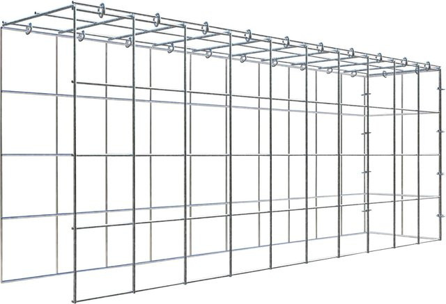 Gabiona C-Ring Anbaukorb Typ 4 in Silbergrau, Maschenweite 10 x 10 cm, B/T/H: 40 x 100 x 20 cm - Bild 1