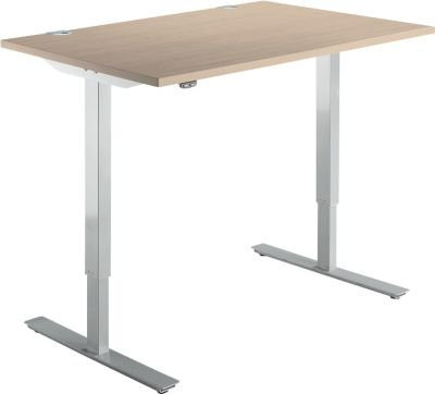 Schäfer Shop Select Schreibtisch Start Off elektrisch höhenverstellbar mit T-Fuß in Eiche-Dekor und Weißaluminium, B/T/H: 120 x 80 x 75,5-125,5 cm - Bild 1