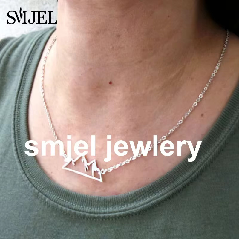 SMJEL Halskette mit Berg Anhänger, Edelstahl, Silber, Damen - Bild 3