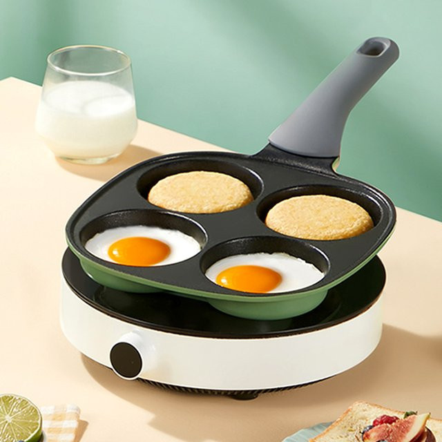 Cooker King 4-Tassen Eierpfanne aus Aluminium mit Antihaftbeschichtung in Schwarz und Weiß - Bild 1
