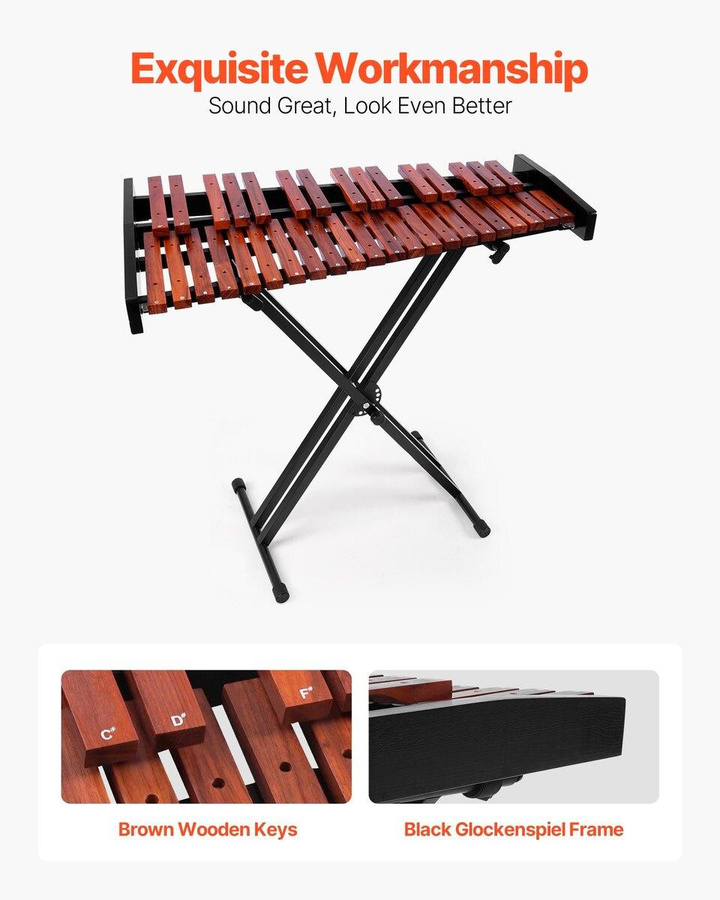 Buying Solutions MB Glockenspiel Xylophon, 37 Töne, mit Ständer, 4 Schlägeln, Tragetasche - Bild 3