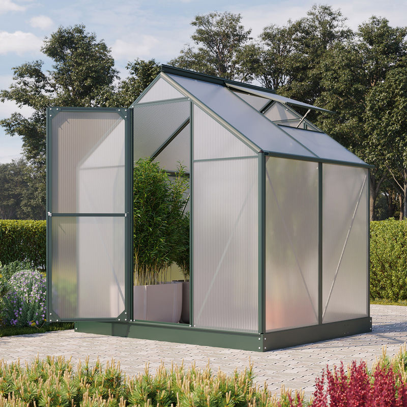 Vitavia Gewächshaus Eos 3100 in Smaragdgrün mit 3,1 m² Fläche, Polycarbonat-Platten und Schwingtür - Bild 5