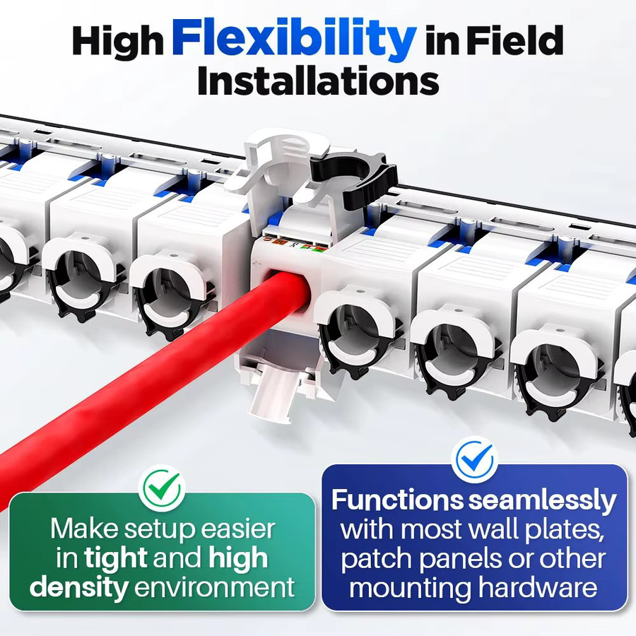 AMPCOM Netzwerk RJ45 Keystone Jack CAT6A CAT6 Tool-Free UTP Modular Coupler Ethernet Jack Schwarz 1/10 Gbit/s - Bild 4