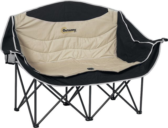 Outsunny 2-Sitzer Faltstuhl für Outdoor und Camping, beige, B/H/T: 50 x 92 x 134 cm - Bild 1