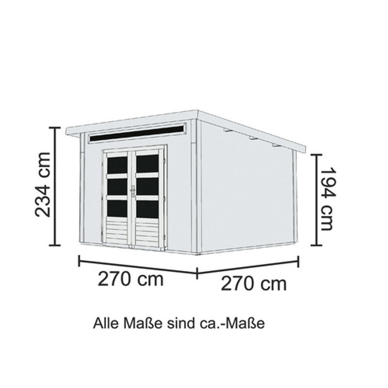 KARIBU Gartenhaus Kandern aus Holz in Braun mit Flachdach B/H/T: 274 x 222 x 274 cm - Bild 2