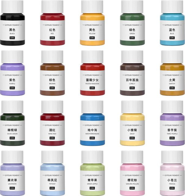 LIEBE ENGEL Gips und Zement Pigment Farbstoff Set, 20 Farben, 30 ml pro Flasche, Mehrfarbig - Bild 1