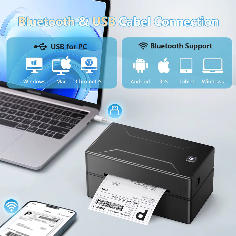 Marklife D100 Tragbarer Thermodrucker mit Bluetooth für Android, Mac, iOS und Windows, 4 x 6 Zoll Etikettendrucker - Bild 2