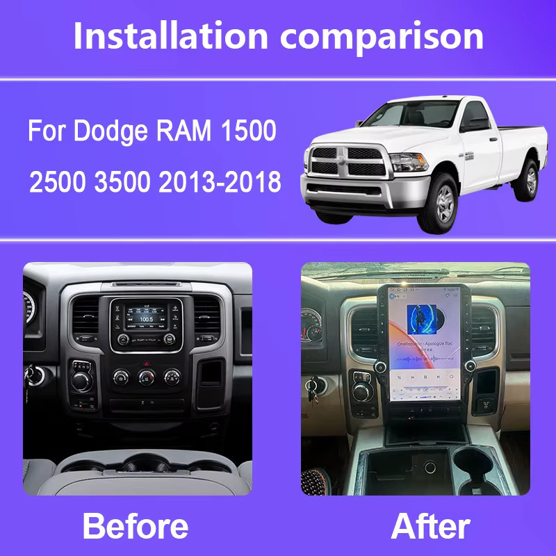 roadonline Android 15 Auto-Multimedia-Player für Dodge RAM 1500 2500 3500 (2013-2018), 14,5 Zoll 8-Kern Stereo-Empfänger mit GPS, 4G und WIFI, Schwarz - Bild 2