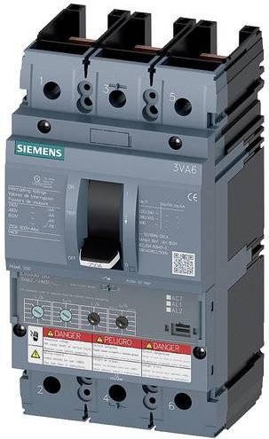 Siemens 3VA6225-8HM31-0AA0 Leistungsschalter in Grau mit einem Einstellbereich von 100 - 250A und einer maximalen Schaltspannung von 600 V/AC - Bild 1
