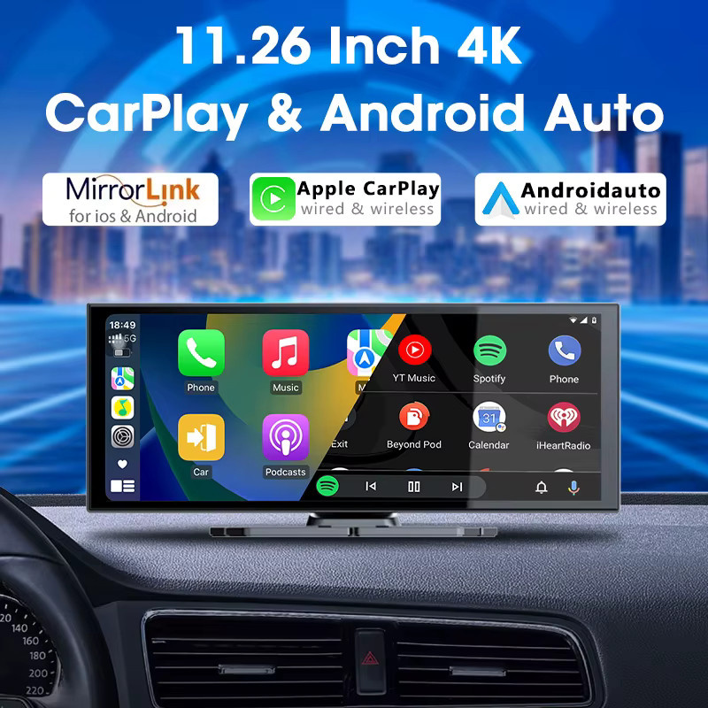 Jansite Tragbares Universelles Autoradio mit 11,26 Zoll HD-Touchscreen in Schwarz mit Apple Carplay, Android Auto, GPS, WIFI und Bluetooth - Bild 2