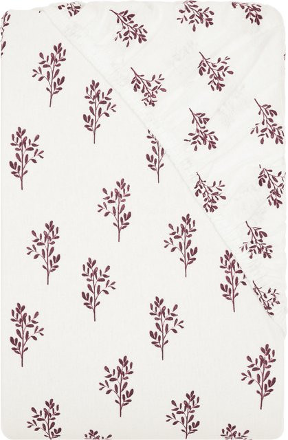 LIVARNO Jersey-Spannbettlaken mit Zweige-Motiv in Grün-Weiß, B/T: 90 x 200 cm - Bild 1