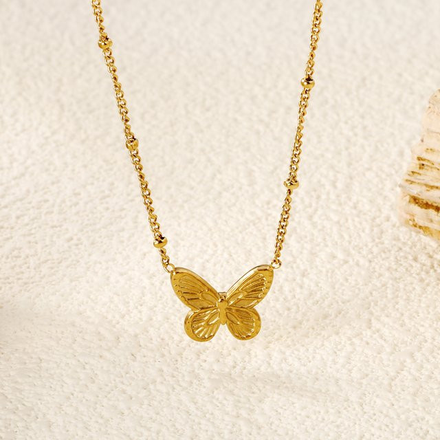 LUXUSTEEL Halskette Schmetterling, Gold, Damen - Bild 1