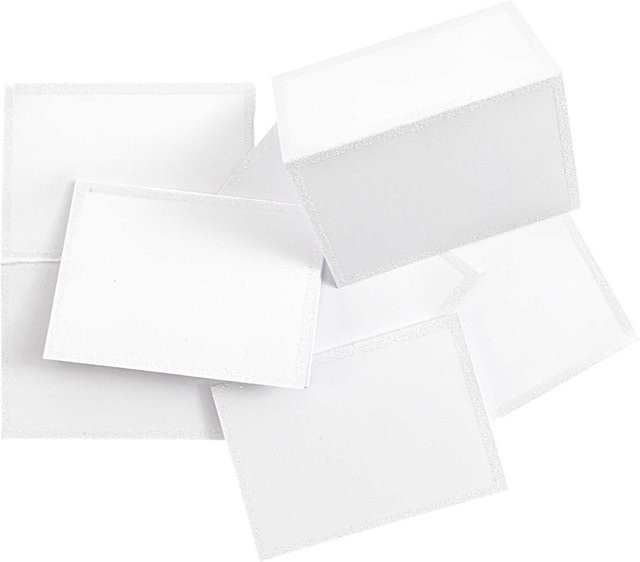 Rico Design Paper Poetry Tischkarten weiß-glitter, 6 Stück, B: 9,0 cm, H: 12,7 cm - Bild 1