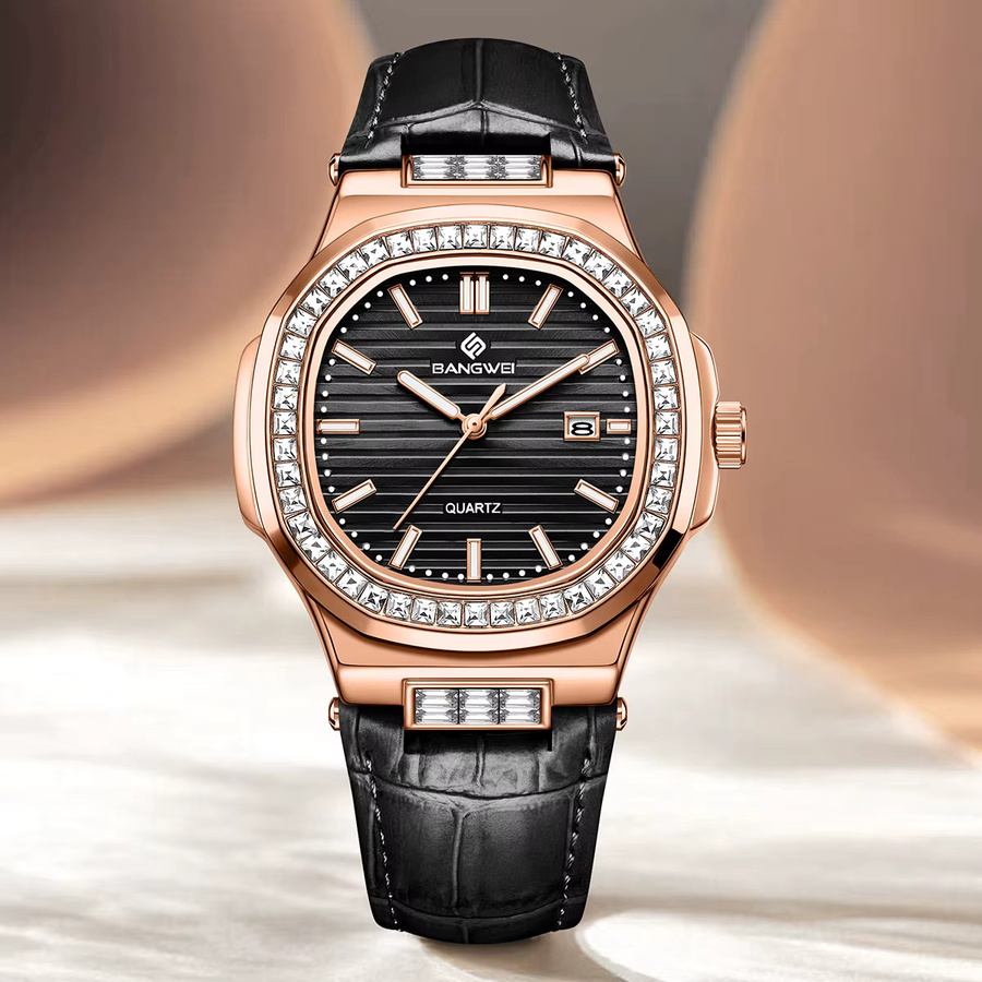 LIGE Armbanduhr, Chronograph, Quarz, Roségold, Blau, Diamant, Damen - Bild 3