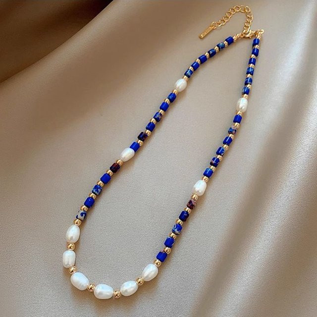 V-best Halskette, Perle, Lapis Lazuli, 14K Gold gefüllt, Damen - Bild 1