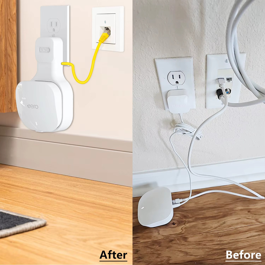 Wandhalterung für Eero Mesh Router in Weiß mit Kabelaufbewahrungsfunktion zur platzsparenden Montage - Bild 4