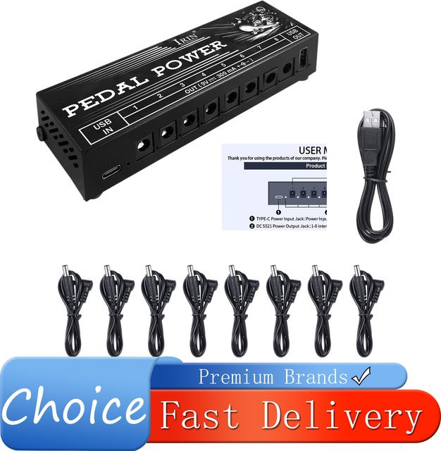 IRIN PW-3 Gitarrenpedal-Netzteil in Schwarz mit 8 isolierten 9V-Ausgängen für E-Gitarren- und Bass-Effektpedale - Bild 1