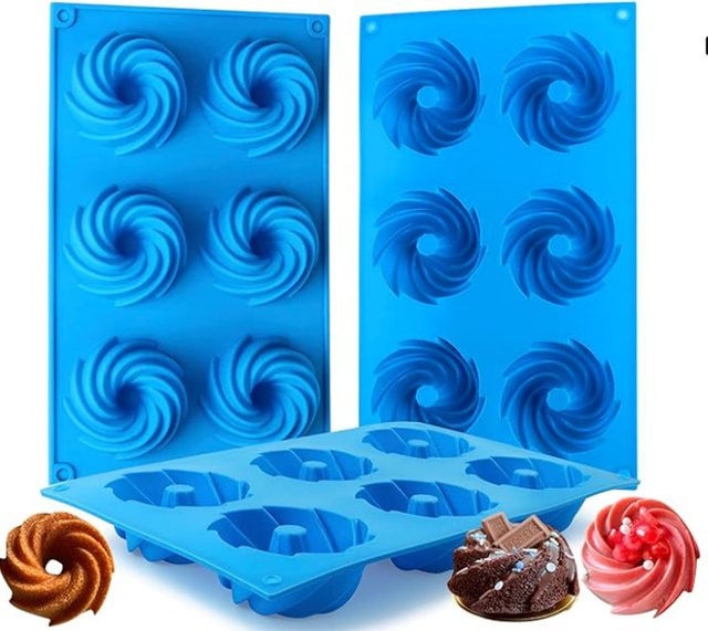 Silikon Backform Spiralform für Kuchen, Donuts, Schokolade und Eiswürfel in Blau - Bild 1