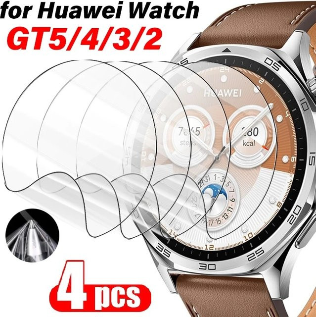4 Stück Hydrogel-Schutzfolie für Huawei Watch GT 5 4 3 GT2, Silikon - Bild 1