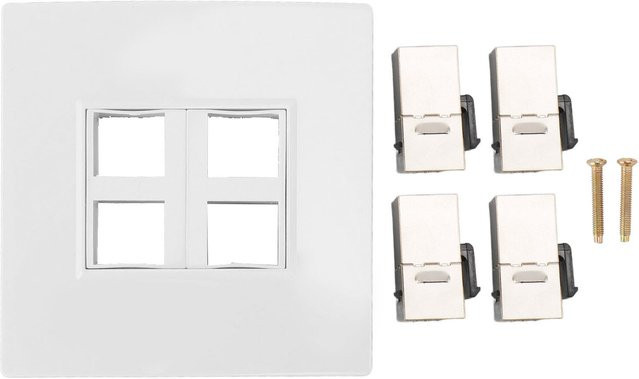 VBESTLIFE Cat 6 Ethernet-Wandplatte mit 4 LAN-Anschlüssen in Weiß, B/H: 86 x 86 mm - Bild 1