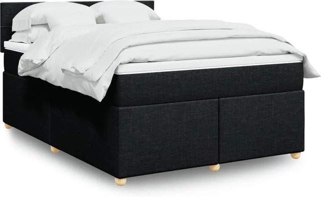 vidaXL Boxspringbett mit Matratze Schwarz B/T/H: 160 x 200 x 100,5 cm mit USB-Anschluss und Unterbettbeleuchtung - Bild 1