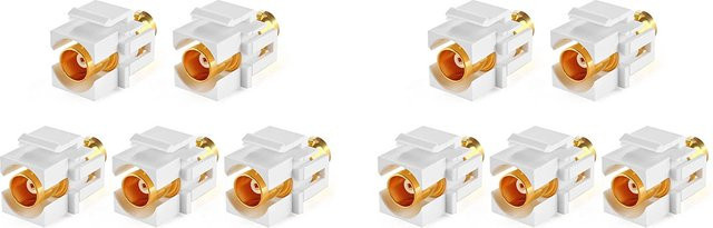 10er-Pack BNC Keystone Jack Insert F/F SDI Adapter für Wandbuchsen in Weiß - Bild 1